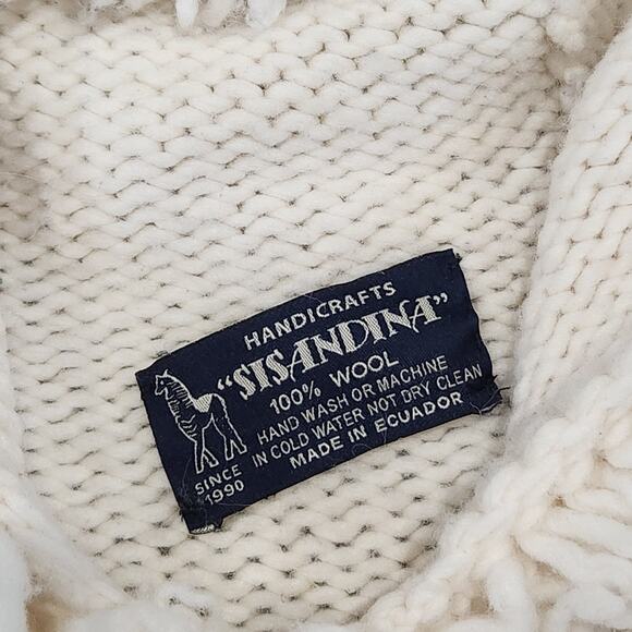 Sisandina Handicrafts Womens L Large? 100% Wool Ecuador Fringe Cardigan Sweater - Picture 6 of 15